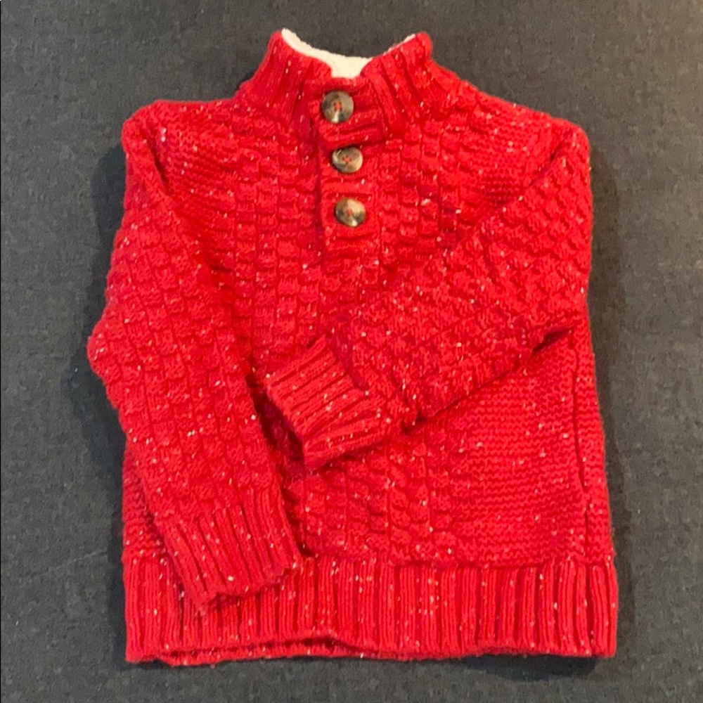 Cat & Jack red boys cable knit sweater size 3T